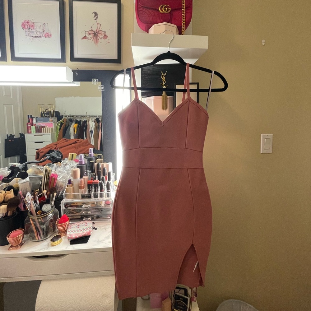Pink (Antique Pink) Dress with front slit